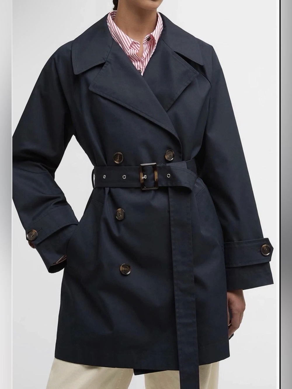 New Barbour Adare Showerproof Water Resistant Trench Coat In Navy Size 12 $698